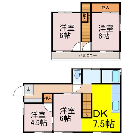 礼羽338-45貸家の物件間取画像